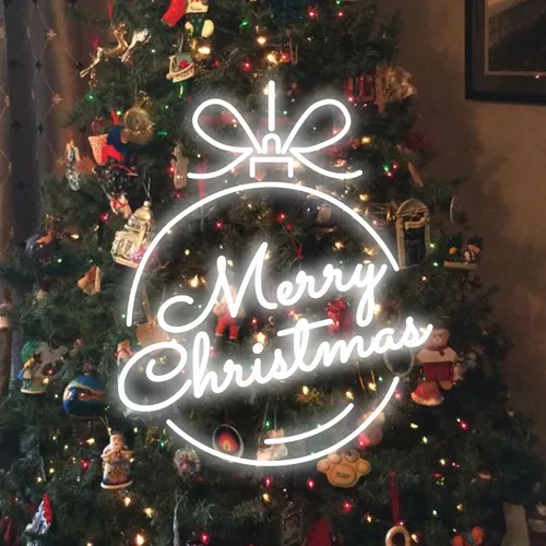 Merry Christmas Circle Text Neon Sign - Custom Promo Now - UK