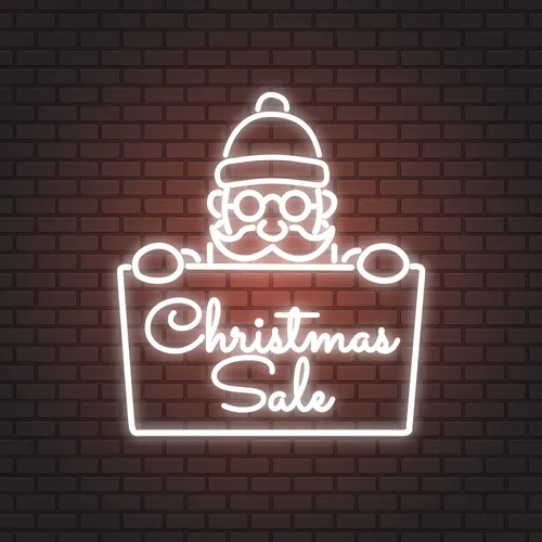 Christmas Sale Santa Neon Sign - Custom Promo Now - UK