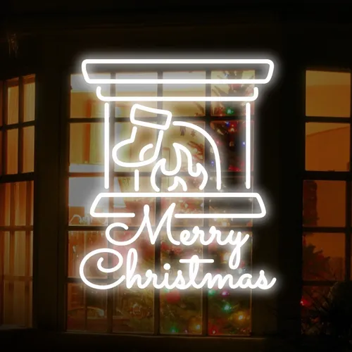 Merry Christmas Chimney Neon Sign - Custom Promo Now - UK