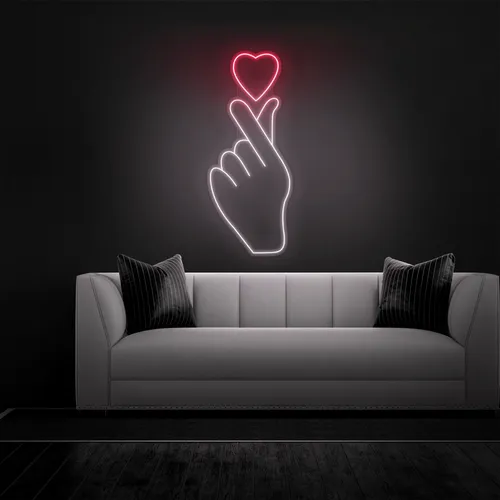 Finger Heart Neon Sign - Custom Promo Now - UK