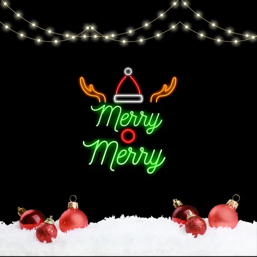 Merry Merry Deer Neon Sign - Custom Promo Now - UK