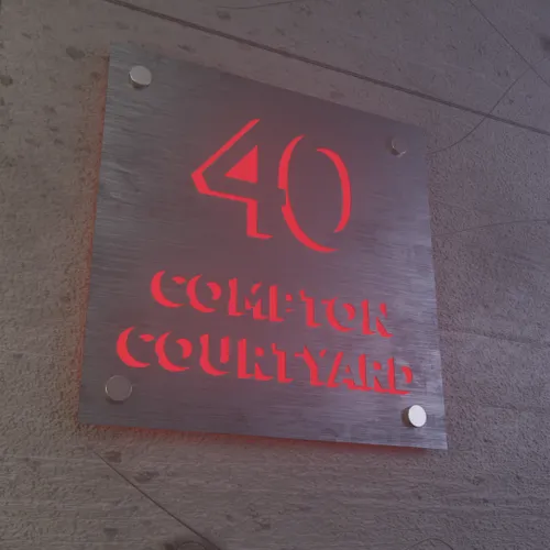 Laser Cutout Backlit Lightbox House Number - Custom Promo Now - UK