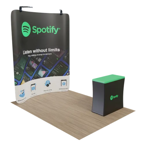 Custom Curved Zip Up Trade Show Display Backdrop Booth Stand 8' x 8' - Custom Promo Now - UK