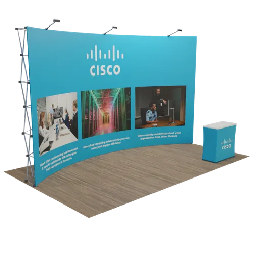 Custom Curved Pop Up Display Stand 20' x 10' (ft) - Custom Promo Now - UK