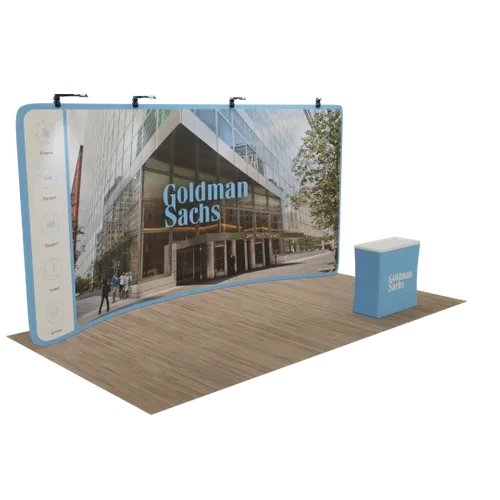 Custom Curved Zip Up Trade Show Display 20' x 8' - Custom Promo Now - UK