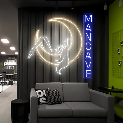 Moon Woman Mancave Neon Sign - Custom Promo Now - UK