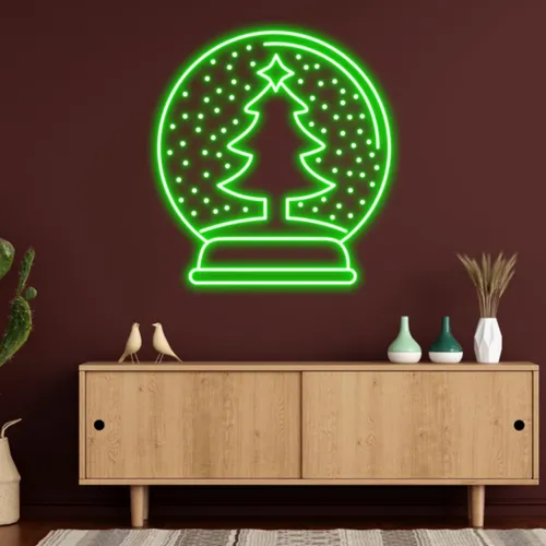 Merry Christmas Snowglobe Neon Sign - Custom Promo Now - UK