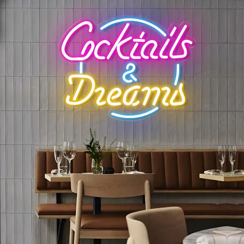 Cocktails and Dreams LED Neon Sign - Custom Promo Now - UK