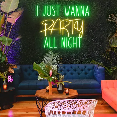 I Just Wanna Party All Night LED Neon Sign - Custom Promo Now - UK