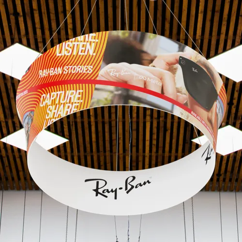 Custom Tapered Circle Personalized Trade Show Hanging Signs - Custom Promo Now - UK