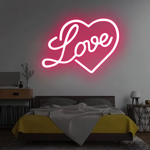Heart Love Neon Sign - Custom Promo Now - UK