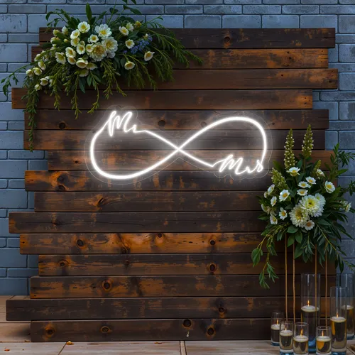 Mr and Mrs Infinity Wedding Neon Sign - Custom Promo Now - UK