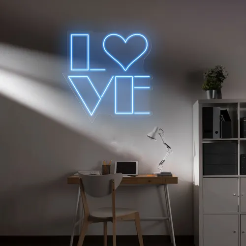 Love Blue Neon Sign - Custom Promo Now - UK