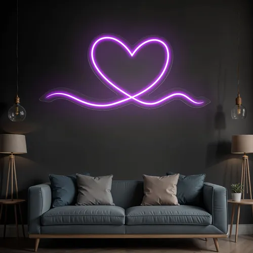 Purple Heart Neon Sign - Custom Promo Now - UK