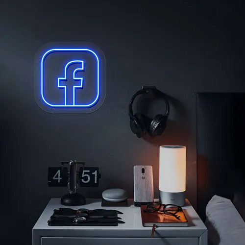 Facebook Logo Neon Sign - Custom Promo Now - UK
