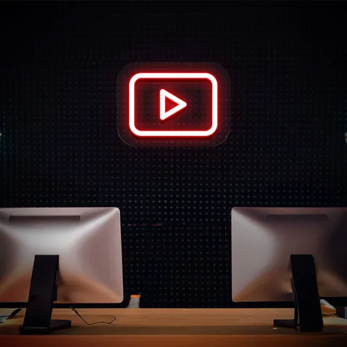 Youtube Play Button Neon Sign - Custom Promo Now - UK