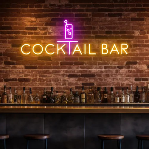 Bold Cocktail Bar Neon Sign - Custom Promo Now - UK