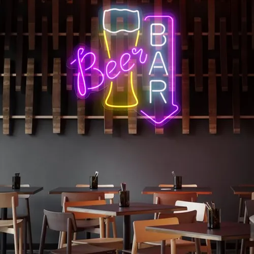 Lively Beer Glass Bar Neon Sign - Custom Promo Now - UK