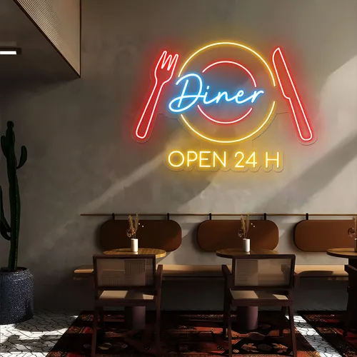Neon Diner Sign - Custom Promo Now - UK