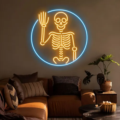 Waving Skeleton Neon Sign - Custom Promo Now - UK