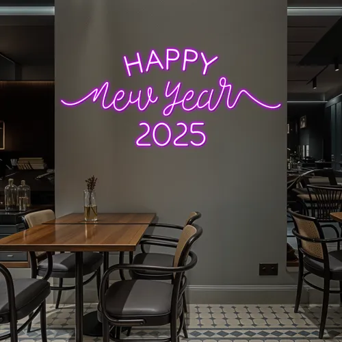 Happy New Year 2024 Neon Sign - Custom Promo Now - UK
