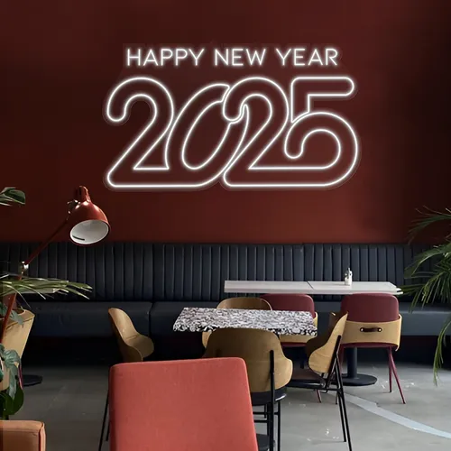 Frosty Happy New Year 2024 Neon Sign - Custom Promo Now - UK