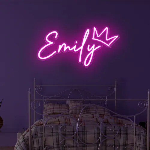 Emily Crown Neon Sign - Custom Promo Now - UK
