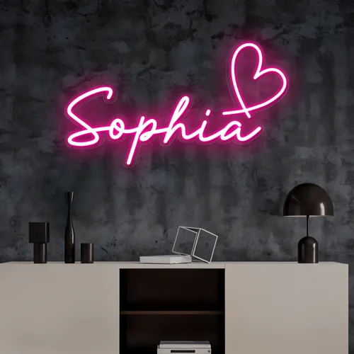 Sophia with Heart Neon Sign - Custom Promo Now - UK