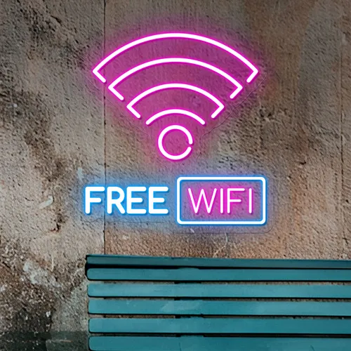 Free WIFI Zone Neon Sign - Custom Promo Now - UK