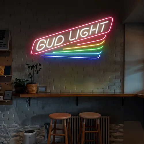 Rainbow Bud Light Neon Sign - Custom Promo Now - UK