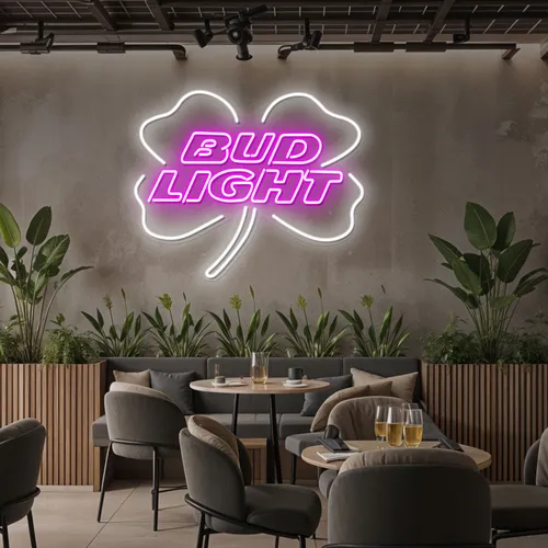 Lucky Clover Bud Light Neon Sign - Custom Promo Now - UK