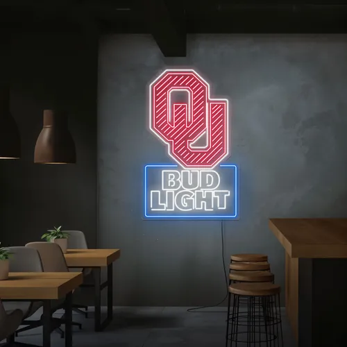 OU Bud Light Neon Sign - Custom Promo Now - UK
