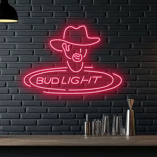 Cowboy Bud Light Neon Sign - Custom Promo Now - UK