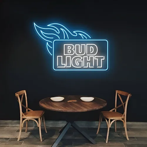 Fiery Bud Light Neon Sign - Custom Promo Now - UK