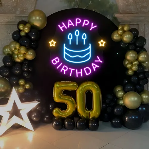 Blissful Happy Birthday Neon Sign - Custom Promo Now - UK