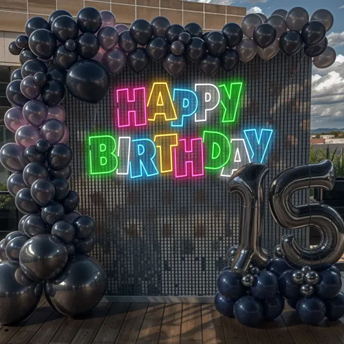 Colorful Happy Birthday Neon Sign - Custom Promo Now - UK