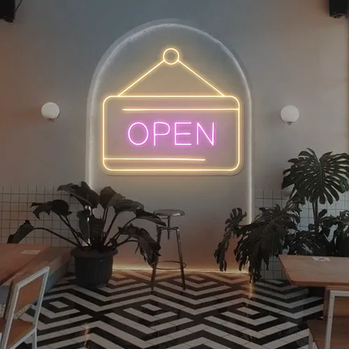 Retro Open Neon Sign - Custom Promo Now - UK