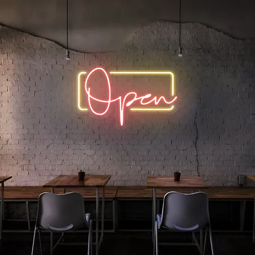 Modern Open Neon Sign - Custom Promo Now - UK
