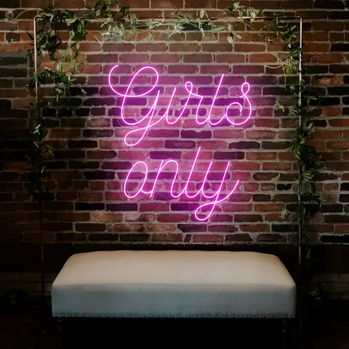 Chic Pink Girls Only Neon Sign - Custom Promo Now - UK
