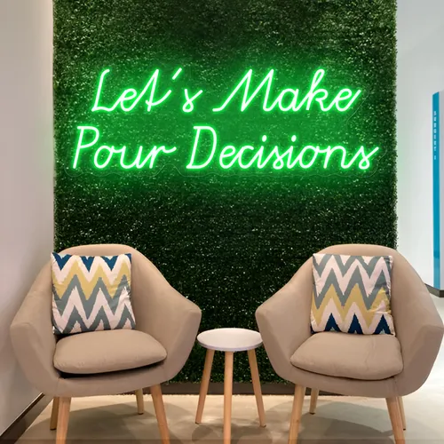 Stylish "Let's Make Pour Decisions" Neon Sign - Custom Promo Now - UK
