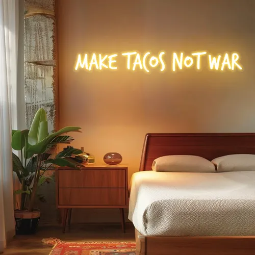 Zesty "Make Tacos Not War" Neon Sign - Custom Promo Now - UK