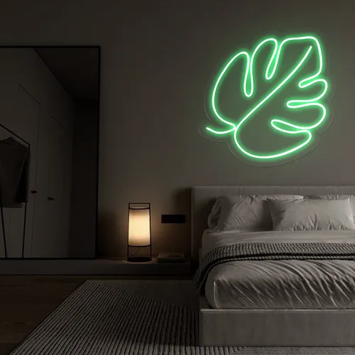 Tropical Monstera Leaf Neon Sign - Custom Promo Now - UK