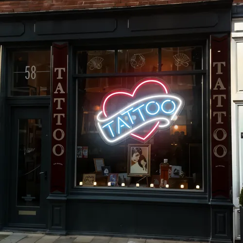 Tattoo Heart Window Neon Sign - Custom Promo Now - UK