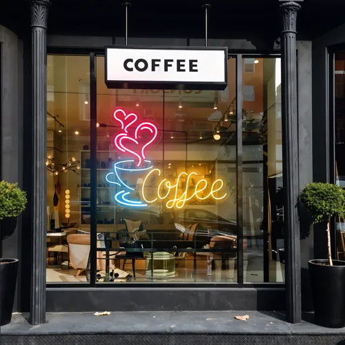 Coffee Love Window Neon Sign - Custom Promo Now - UK
