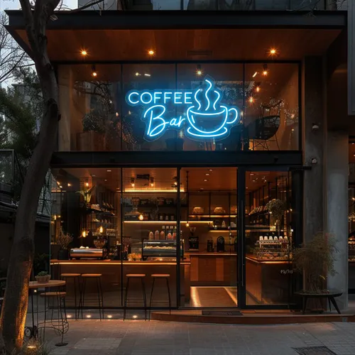 Coffee Bar Window Neon Sign - Custom Promo Now - UK