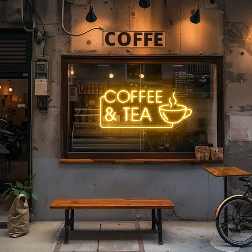 Coffee Tea Window Neon Sign - Custom Promo Now - UK
