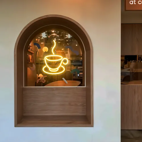 Coffee Cup Window Neon Sign - Custom Promo Now - UK