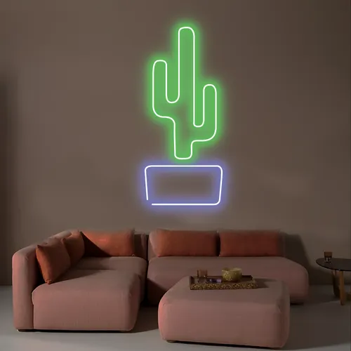 Cactus Vertical Neon Sign - Custom Promo Now - UK