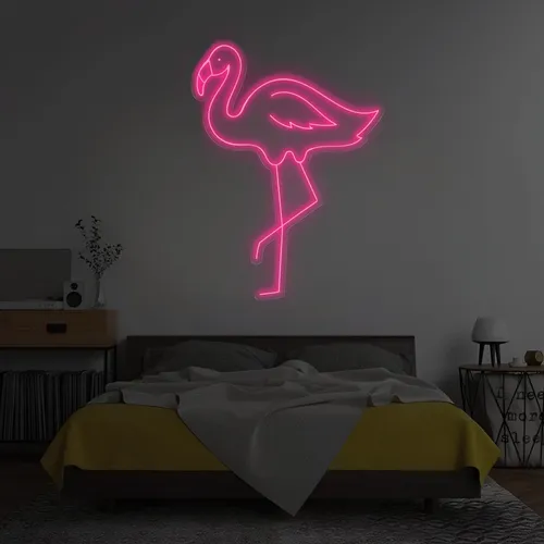 Single Flamingo Vertical Neon Sign - Custom Promo Now - UK