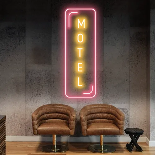 Motel Vertical Neon Sign - Custom Promo Now - UK